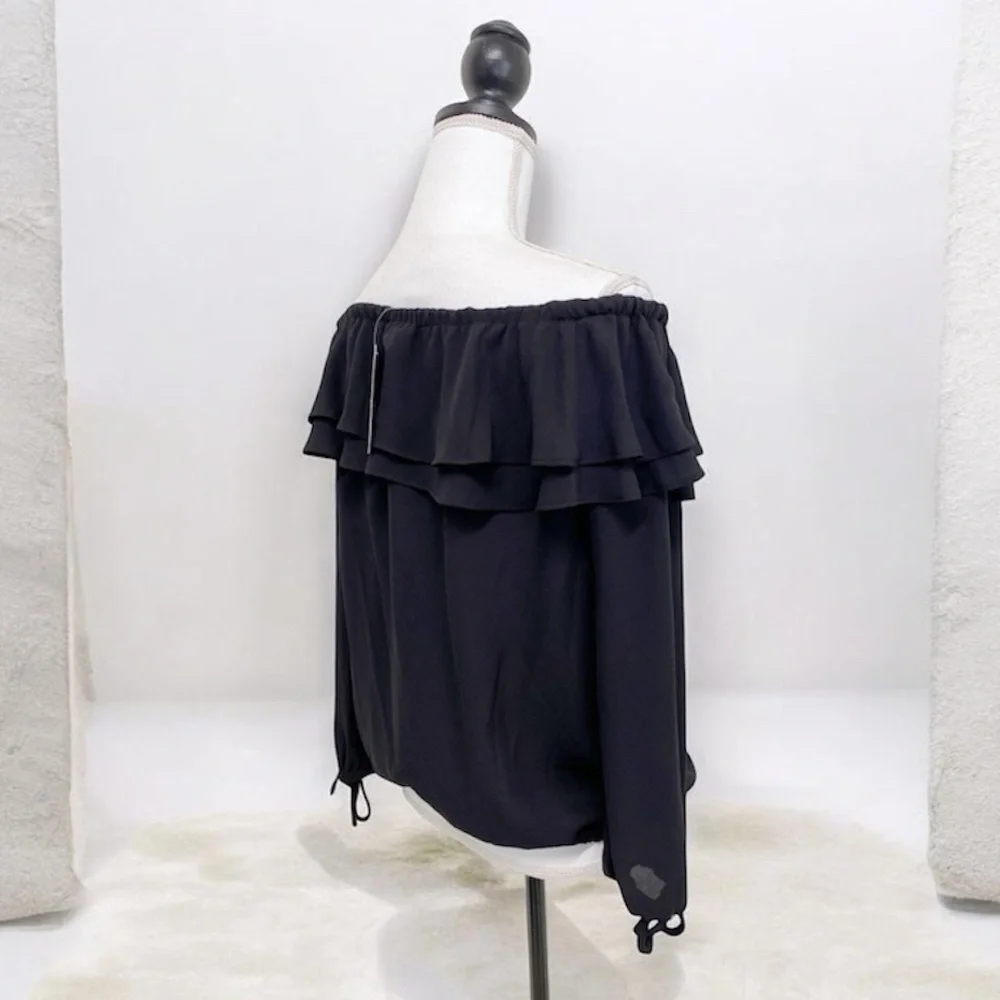 MICHAEL Michael Kors Black Ruffle Off-Shoulder Blouse - Picture 3 of 5